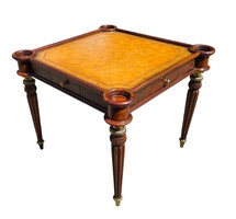 Antik bőrlapos ,kézzel készített Angol stílusú játékasztal. Elegancia és mestermunka egyben B191