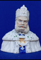 I. Vilmos /1867-1871/porosz király emlékporcelán, jelzett dohánytartó doboz,Conta & Bohme