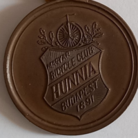 Kerékpáros bronz érme 1897-ből Hunnia Magyar Bycicle Club