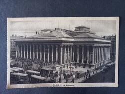 Régi képeslap Franciaország Párizs Tőzsdepalota, autók, forgalom kb. 1910