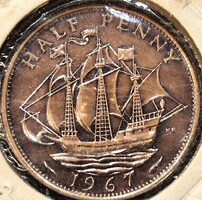 United Kingdom half, ½ penny, 1967. UNC