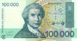 100000 dinár 1993 Horvátország UNC