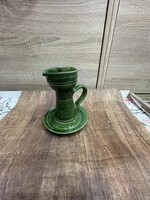Green Glazed Candle Holder 14cm Certified