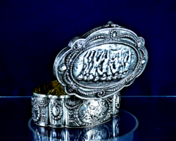 KÁPRÁZATOS, ANTIK, EZÜST ÉKSZER TARTÓ, HANAU, CA. 1890!!!