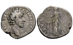 Marcus Aurelius Caesar 139/ 161-180 Denar Róma, Juventas, Római Birodalom, ritka