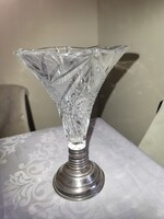 Ezüsttalpas ólomkristály váza