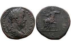 Marcus Aurelius 161-180 Sestertius, Jupiter, Római Birodalom, ritka