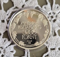 MAGYARORSZÁG / EZÜST 5000 FORINT / TOKAJ - BOR / 2008 PP - UNC