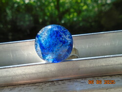 Látványos Lucite kék buborékos gömbbel ,vintage gyűrű 1970