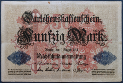 Németország 50 Márka 1914, F+-VF.