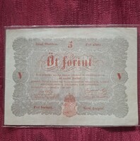 Kossuth Five Forint, 5 Forint, September 1, 1848, Good Condition, Paper Money, Kossuth Banknote