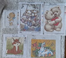 Retro gyerek mintás gobelin alap - Vuk, macik -