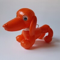 Retro játék, műanyag tacskó, kutya