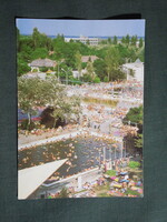 Képeslap,Hajdúszoboszló,gyógyfürdő,strand,medence látkép,részlet, 1984-