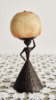 Bronz retro, iparművészeti gyertyatartó /9,5 cm/
