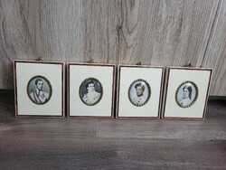 4 db antik miniatűr portré