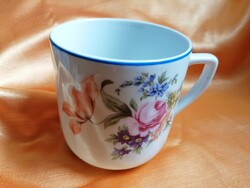 Retró 4 decis,  Bohemia tulipános, rózsás teás csésze