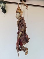 Marionett báb antik Thaiföld thai színház mozgó játék buddhista figura flitter díszítéssel 873 2200