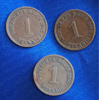 1905, 1906, 1912. 3 darab egyben Deutsches Reich 1 pfennig Németország (237)