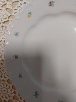 Zsolnay kisvirágos porcelán lapos tányér szürke lüszteres széllel, 2db