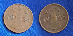1924. 1925 . 2 darab egyben- Deutsches Reich 1 pfennig Németország (257)