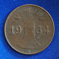 1934.  "J" Verdejel - Deutsches Reich 1 pfennig Németország (247)