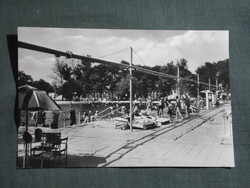 Képeslap,Hajdúszoboszló,gyógyfürdő,strand,medence látkép,részlet, 1961-