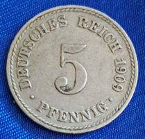 1909. " A" verdejel - Berlin Deutsches Reich 5 pfennig Németország (171)