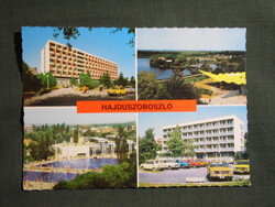 Képeslap,Hajdúszoboszló,mozaik,gyógyfürdő,strand,medence,szálló,üdülő,étterem látkép,részlet, 1981-