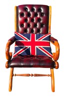 Elegáns antik burgundi színű chesterfield stílusú bőr pihenőszék B197