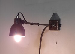 Vintage fali, ipari, műhelylámpa, festett vas, LCSF