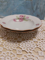 Zsolnay rózsás gyönyörű porcelán mély tányér, narancs színű széllel, 2db, egyiken lepattanás, képeke