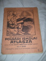 Régi irredenta  polgári iskolai atlasz térkép  1941