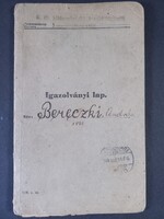Igazolványi Lap Bereczki András - Magyar Királyi békéscsabai 52 honvéd kiegészítő kirendeltség 1944