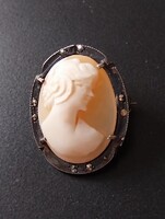Cameo bross/medál ezüst keretben (2db)