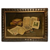 Lakos Alfréd (1870-1961) Asztalon heverő könyvek /számlát adunk/