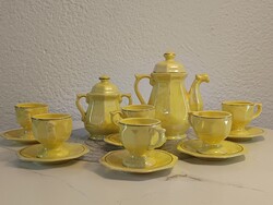 Art Deco sárga kávéskészlet – hatszemélyes, különleges forma és színvilág!