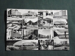 Képeslap,Hajdúszoboszló,mozaik,SZOT Béke üdülő,szálló,strand,medence,bejárat látkép,részlet, 1971-
