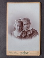 Antik vizitkártya fotó Mai és társa műtermi fotója Paulovits gyerekekről 1895-1900