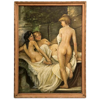 Ismeretlen festő: A három grácia - gyönyörű olajfestmény keretezve /számlát adunk/