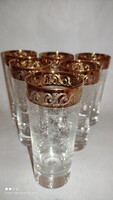Murano Medici gold arany szélű csiszolt longdrink italos üveg kristály pohár készlet 6 darab + doboz