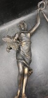 Női bronz szobor, francia, 47 cm-es magasságú darab. 3632b