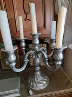 Ötágú német ezüstözött gyertyatartó