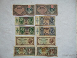 10 darab pengő bankjegy LOT ! Tartásfok F - VF 01
