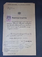 Helyhatósági bizonyítvány vagyontalanságról 1900-ból - Budapest VIII.kerület 2 Korona illetékbélyeg