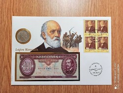 Bankjegyes - érmés - bélyeges boríték 100 éve halt meg Kossuth Lajos 1994