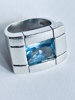 50-es kék köves vastag ezüst designer gyűrű! Jelzett 10 gramm Pandora Zara