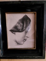 Art deco női portré litográfia