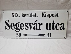 Régi nagyméretű zománcos tábla SEGESVÁR UTCA felirattal megkímélt állapotban 70 x 30cm.