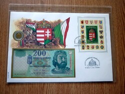 Bankjegyes - érmés - bélyeges boríték - Szent Korona az Országházban 2000